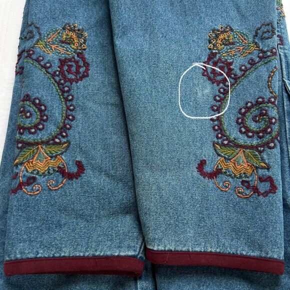 Y2K Denim & Co Embroidered Art To Wear Button Front Boho Denim Jean Jacket SZ M - Picture 13 of 15